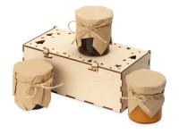 Подарочный набор с тремя видами варенья в деревянной коробке Trio Sweet, фото