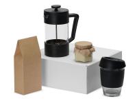 Подарочный набор с кофе, кружкой и френч-прессом Бодрое утро, черный, фото